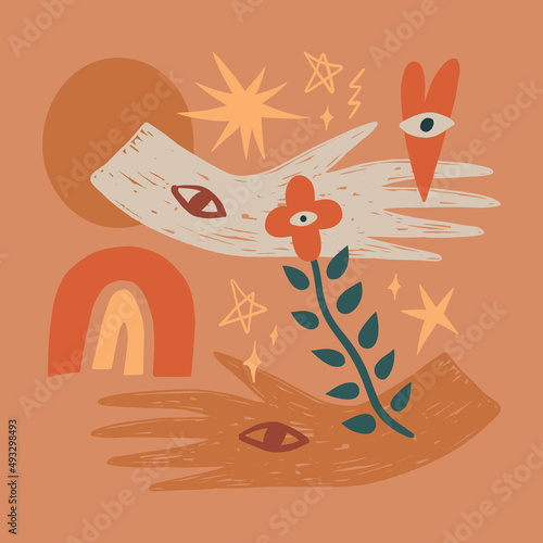 Reiki hand energy magical hands vector illustration