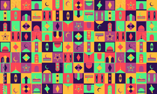 flat geometric background eid al fitr vector abstract ramadan kareem wallpaper mosaic mubarak art