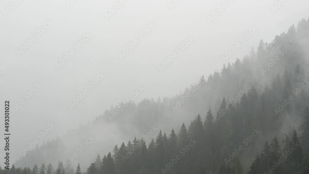 Heavy rain over the mountains, near city of Argentière, France. Heavy rain over the mountains, near city of Argentière, France.