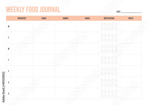 Food journal, weekly meal planner