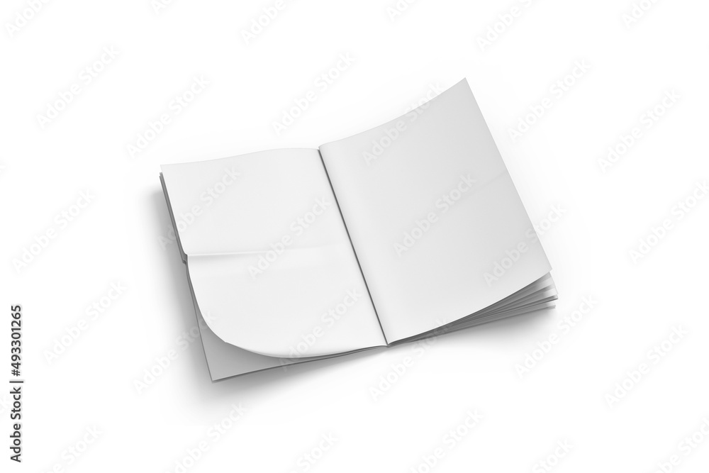 Empty blank plain white newspaper mockup isolated in white background.3d rendering. Empty blank plain white newspaper mockup isolated in white background.3d rendering.