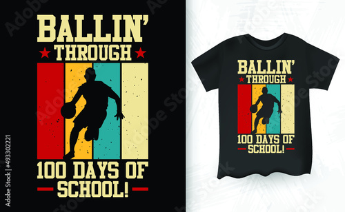 Funny Basketball For Kids Funny Retro Vintage T-shirt Design