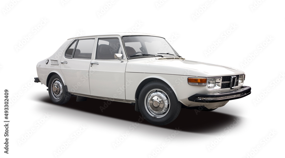 Classic Swedish family car isolated on white background