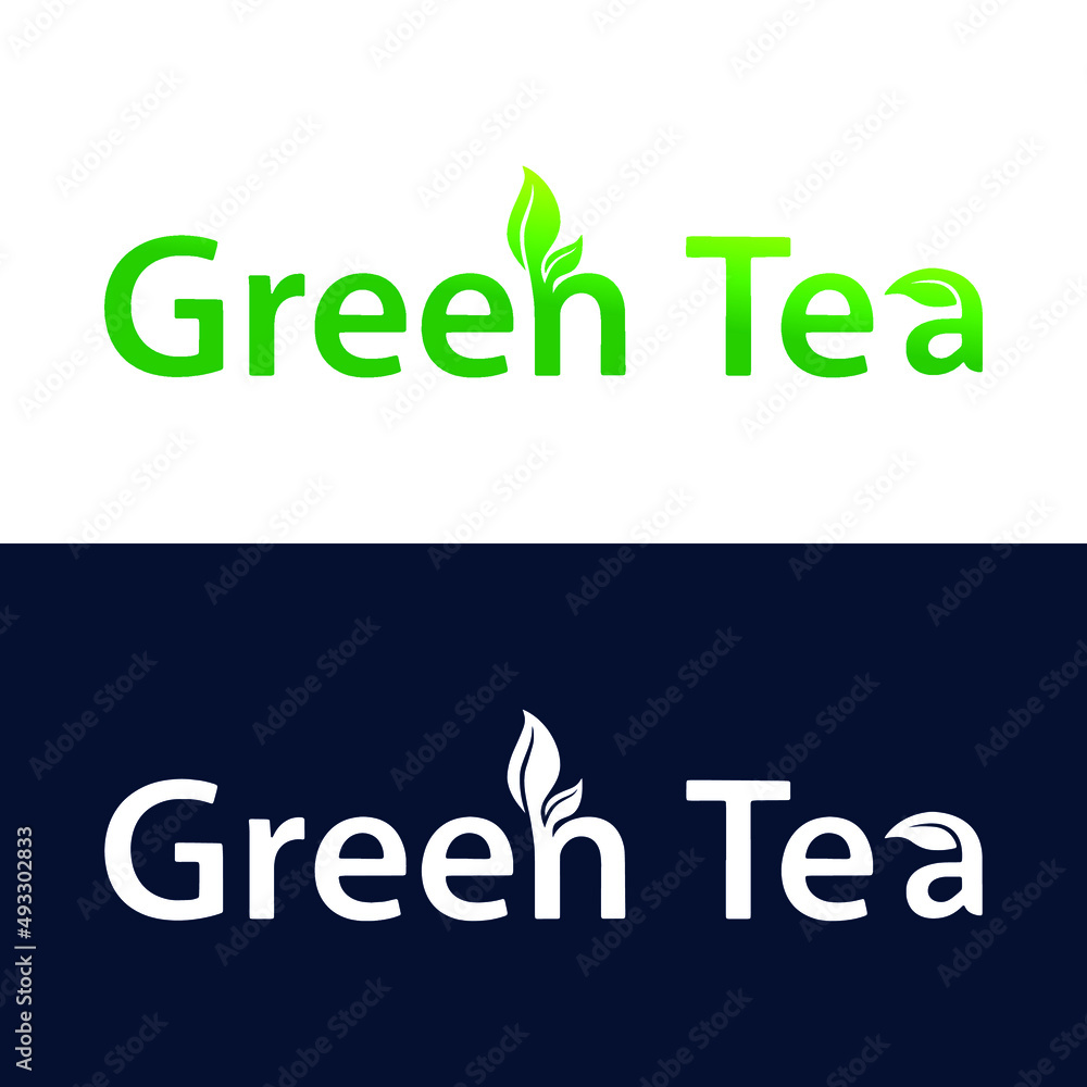 green tea lettering with leaves Logo Design Inspiration