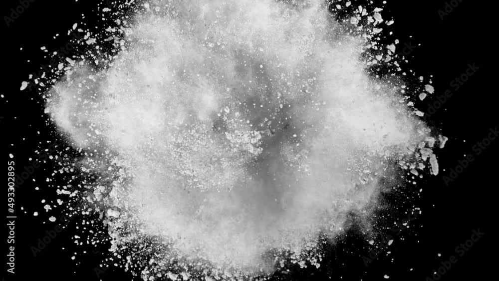Super slow motion of white powder rotation isolated on black background. Filmed on high speed cinema camera, 1000fps. Super slow motion of white powder rotation isolated on black background. Filmed on high speed cinema camera, 1000fps.