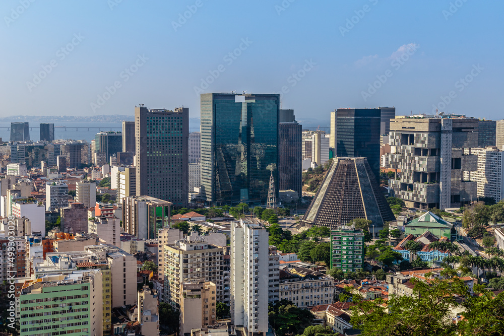 Centro do Rio de Janeiro visto por Santa Teresa (Lapa, Catedral Metropolitana)