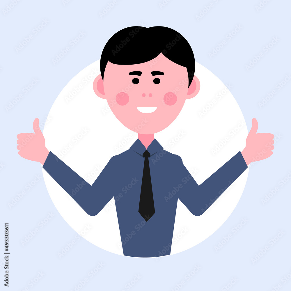 Male businessman in blue shirt showing thumbs up symbol ok. EPS 10 vector image Male businessman in blue shirt showing thumbs up symbol ok. EPS 10 vector image