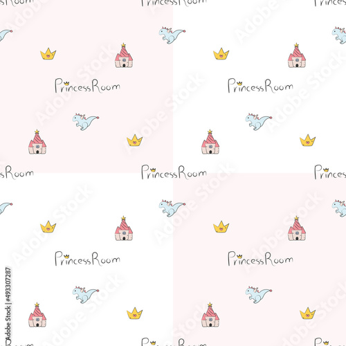 Pattern for wallpaper of princess room.  Pattern for prints. (ID: 493307287)