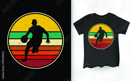 Basketball Player Retro sunset Vintage Funny T-Shirt Design