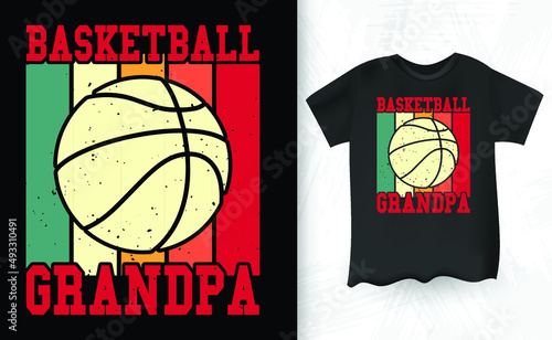 Basketball Grandpa Retro Vintage T-Shirt Design