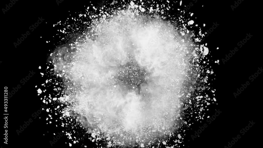 Super slow motion of white powder rotation isolated on black background. Filmed on high speed cinema camera, 1000fps. Super slow motion of white powder rotation isolated on black background. Filmed on high speed cinema camera, 1000fps.