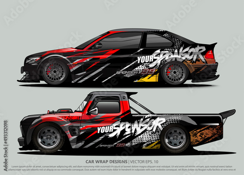 Race car wrap design vector for vehicle vinyl sticker and automotive decal livery 