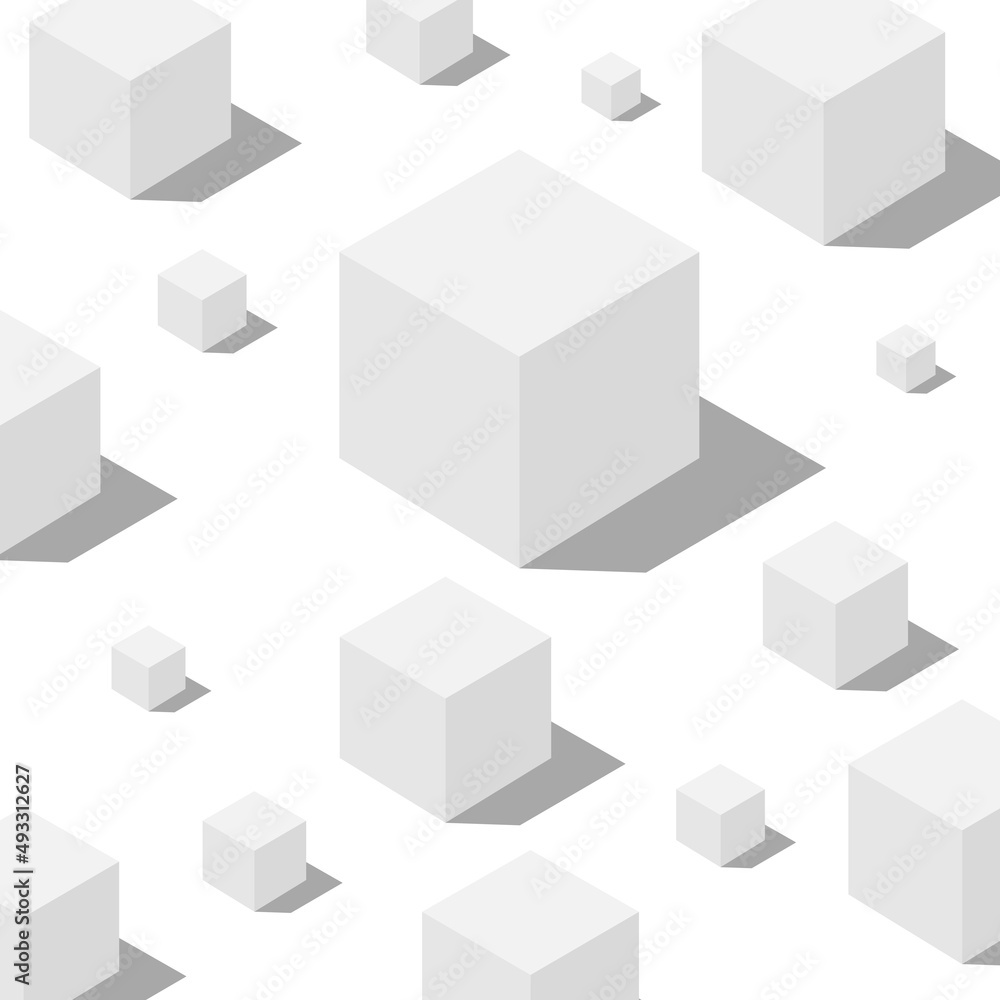 3d cubes. Model of white cube with shadow. Geometric shapes background. 3d cubes. Model of white cube with shadow. Geometric shapes background.