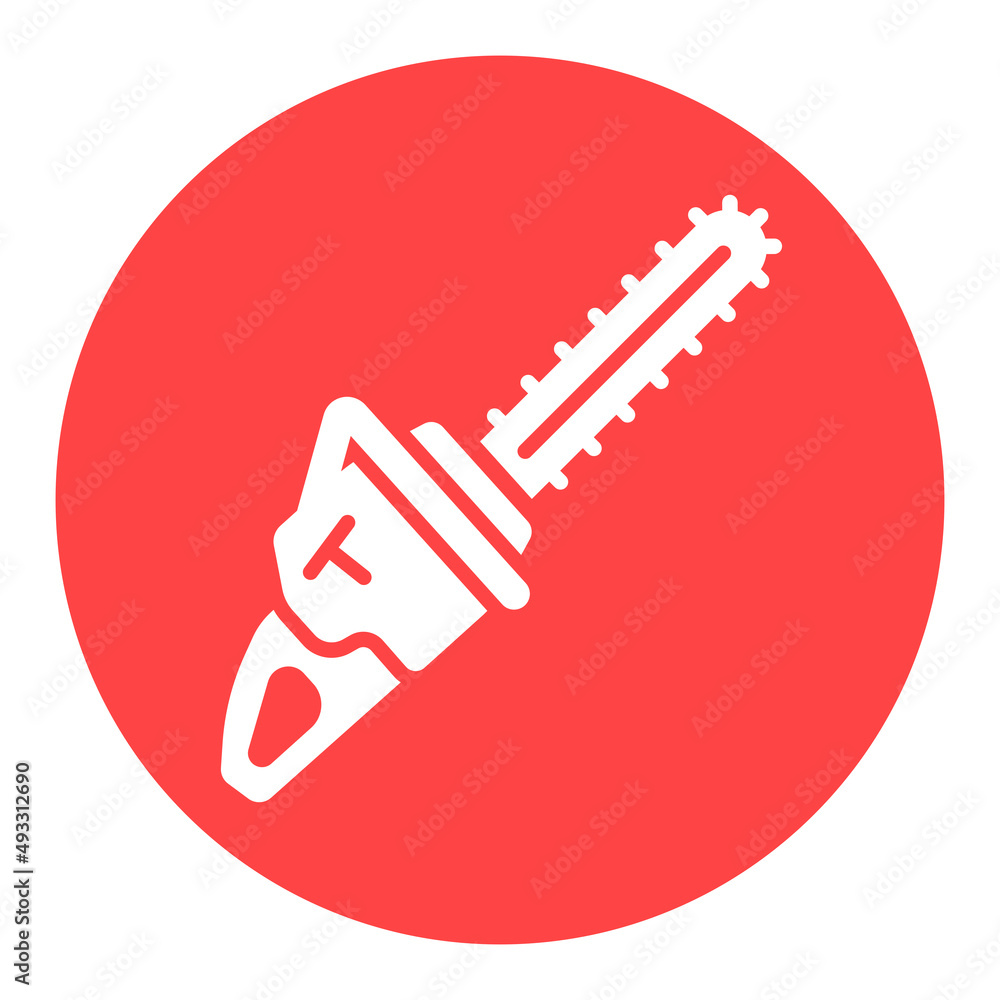 Garden chainsaw isolated vector glyph icon Garden chainsaw isolated vector glyph icon
