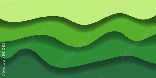 Green wavy background. 3d geometric background. Vector.