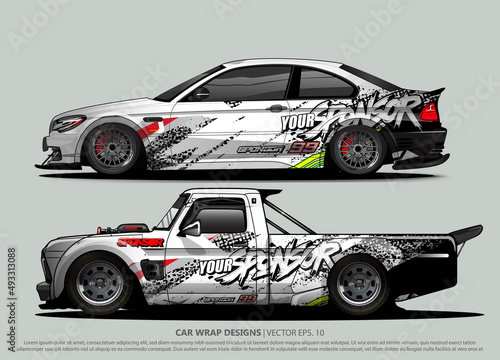 Race car wrap design vector for vehicle vinyl sticker and automotive decal livery 