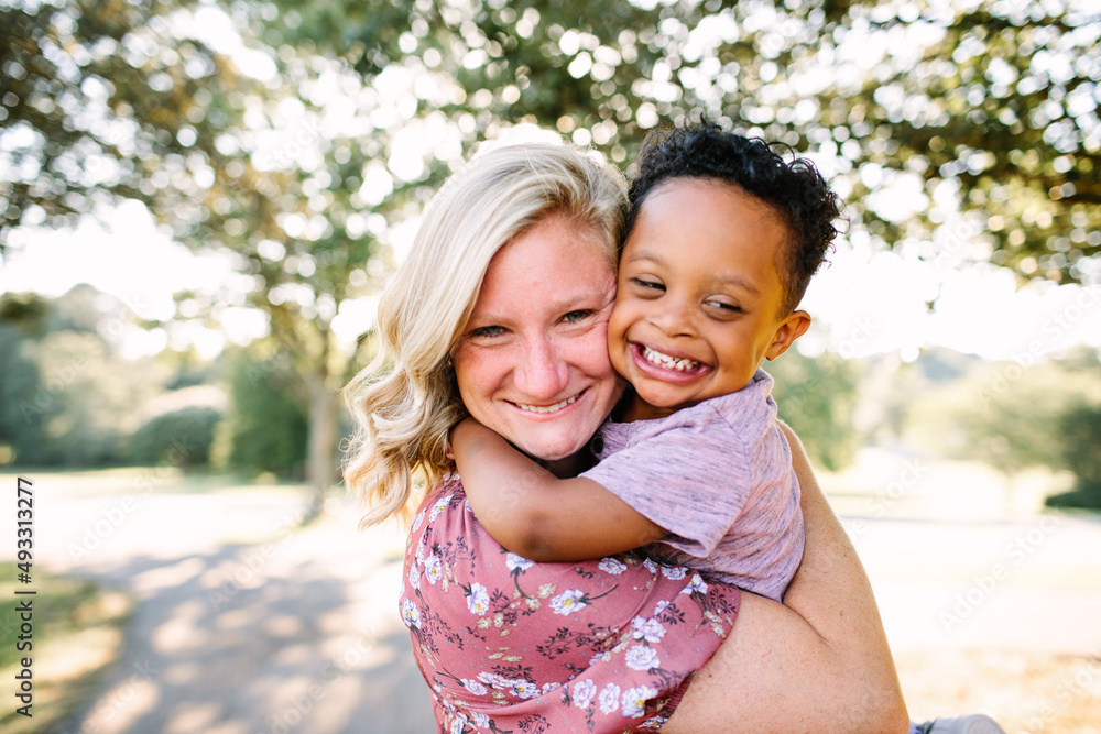 Mom and son, who has Down Syndrome Mom and son, who has Down Syndrome
