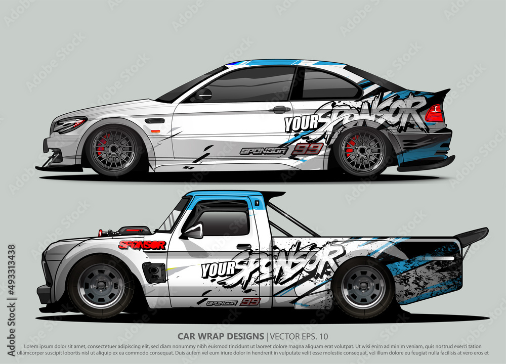 Race car wrap design vector for vehicle vinyl sticker and automotive decal livery
