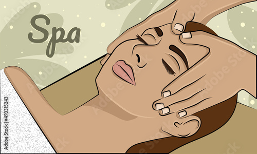 Hands doing a facial massage on a woman Spa