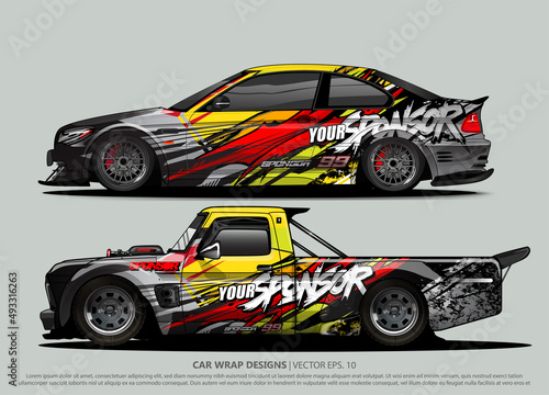 Race car wrap design vector for vehicle vinyl sticker and automotive decal livery 