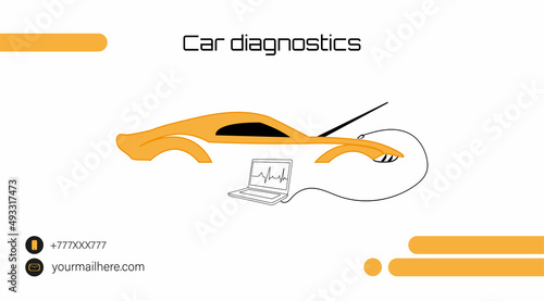 Template of visiting card for car computer diagnostics. Vector illustrtation for car service. photo