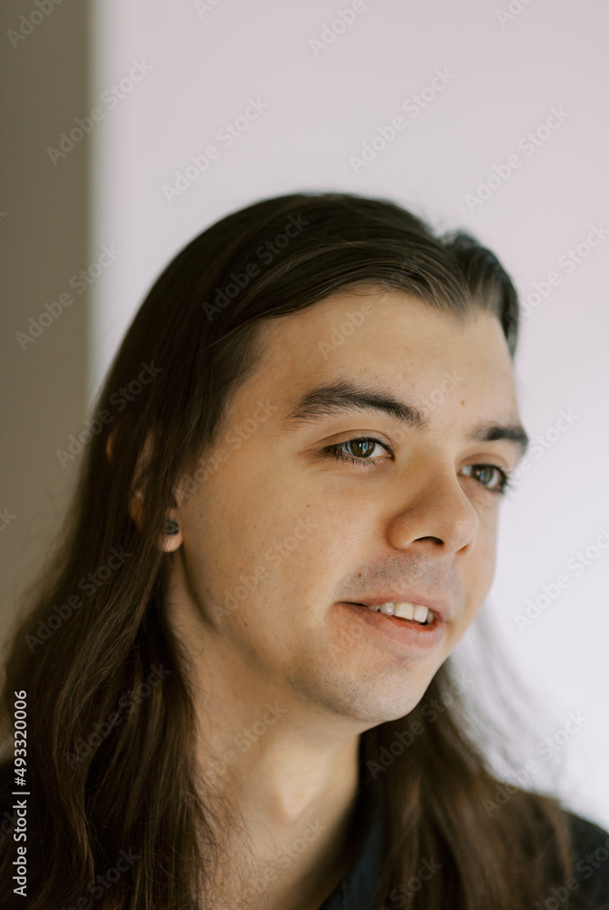 Portrait of man with long hair Portrait of man with long hair