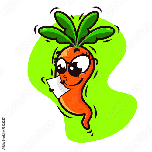 Fototapeta Naklejka Na Ścianę i Meble -  carrot character illustration, cartoon character, carrot mascot, vector design