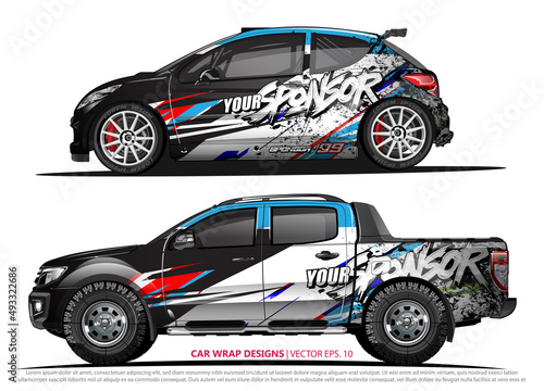 Race car wrap design vector for vehicle vinyl sticker and automotive decal livery 