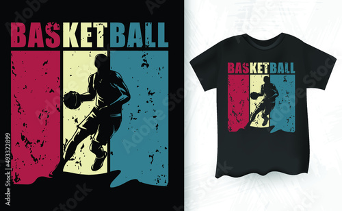 Funny Basketball Retro Vintage Distressed T-shirt Design