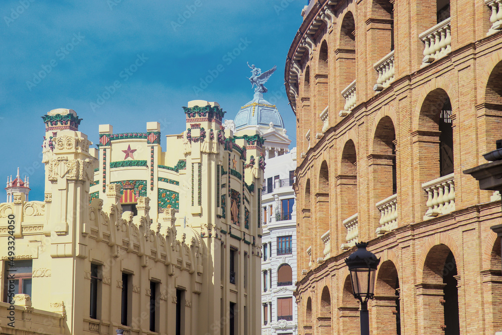 Buildings in the historic center of Valencia, Spain