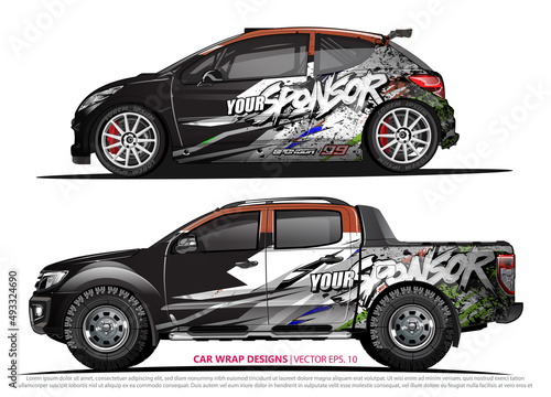 Race car wrap design vector for vehicle vinyl sticker and automotive decal livery 