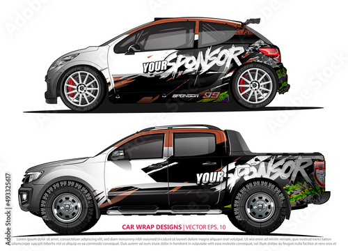 Race car wrap design vector for vehicle vinyl sticker and automotive decal livery 