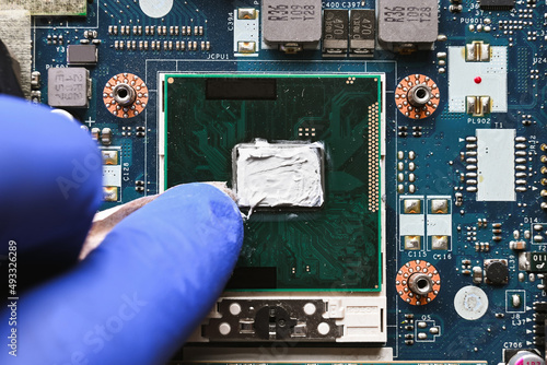 laptop processor, thermal paste replacement, laptop preventive maintenance. Close-up 