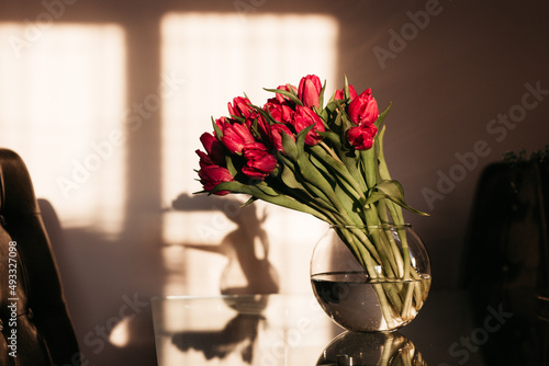 vase with tulips photo