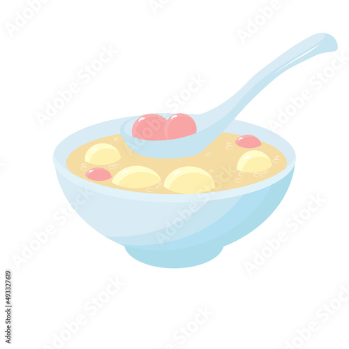 TangYuan vector stock illustration. Rice balls. dessert. Isolated on a white background.