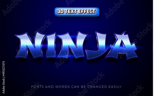 Ninja blue 3d editable text effect