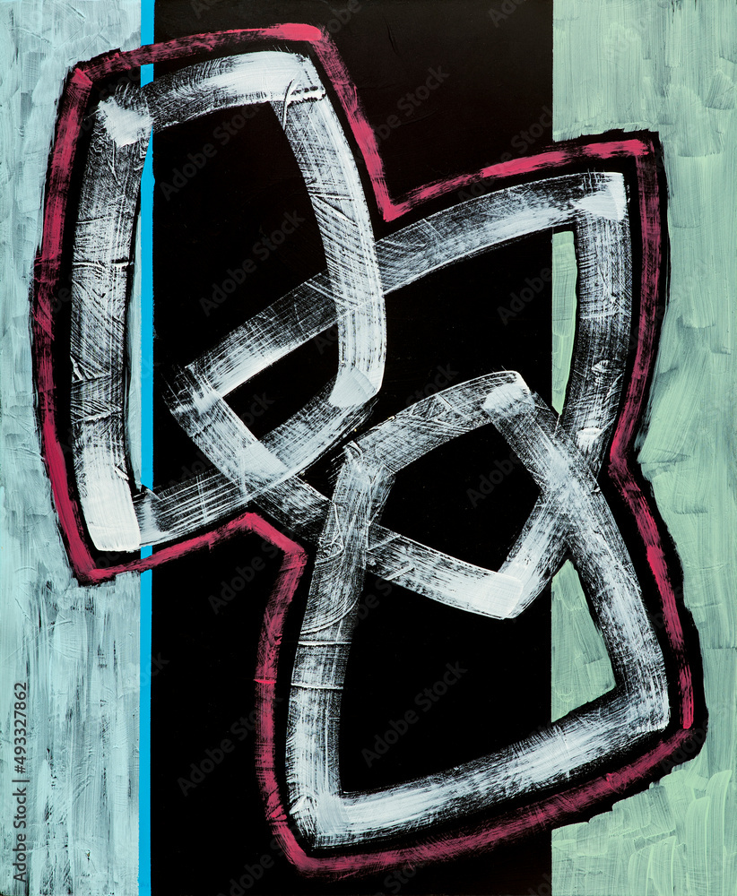 Interlocking Shapes with Broken Brushwork . Stock Photo | Adobe Stock