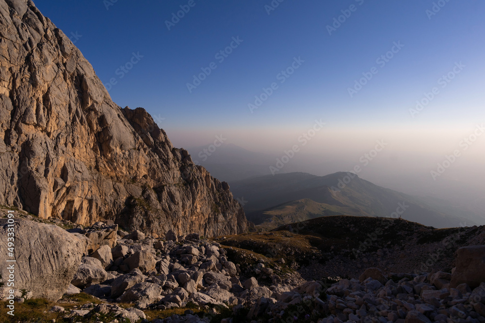 Sunrise and rocky mountains in the Apennines, Italy Sunrise and rocky mountains in the Apennines, Italy