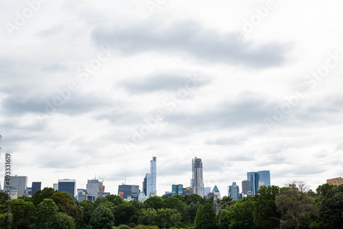 Cityscape of buildings in a cloudy day 
