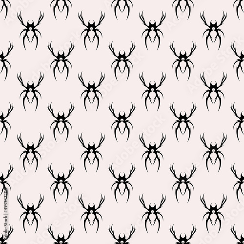 Abstract pattern tattoo spider sketch. Artistic death metal logo design. Black illustration in Metalcore style on a white background.