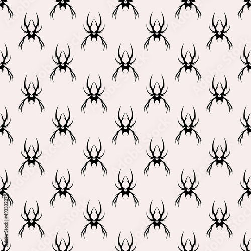 Abstract pattern tattoo spider sketch. Artistic death metal logo design. Black illustration in Metalcore style on a white background.
