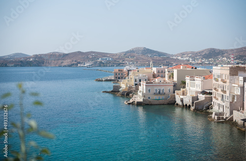 Travel to Ermoupolis, Syros where Greek island of Siros has a unique Venetian architectural, Byzantine and Roman architecture having blended in harmoniously Syra of the Cyclades wonderful holiday © Damian
