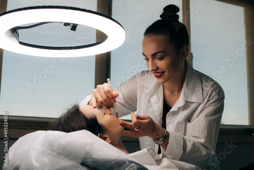 Workflow of a cosmetologist in a beauty studio