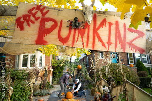 Pumpkin Patch Scary Halloween Jack-O-Lantern Decoration photo