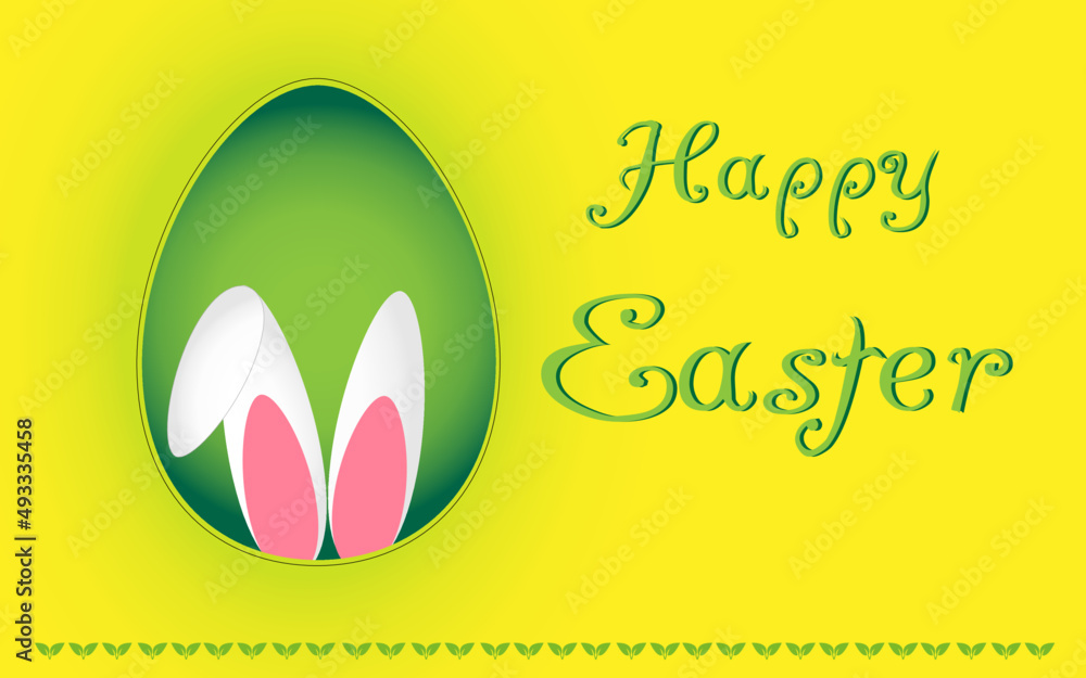 Happy easter with decorated egg and bunny. Holiday greeting.Vector illustration.