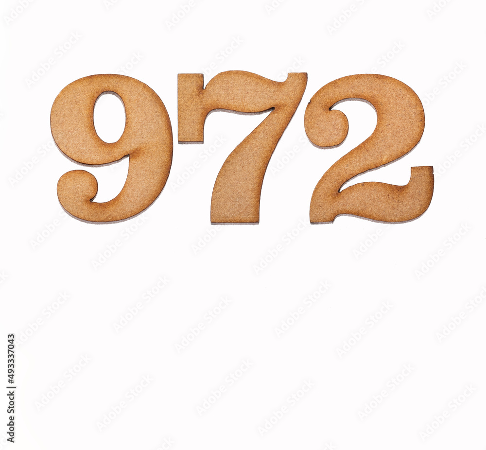 Number 972 in wood, isolated on white background Number 972 in wood, isolated on white background