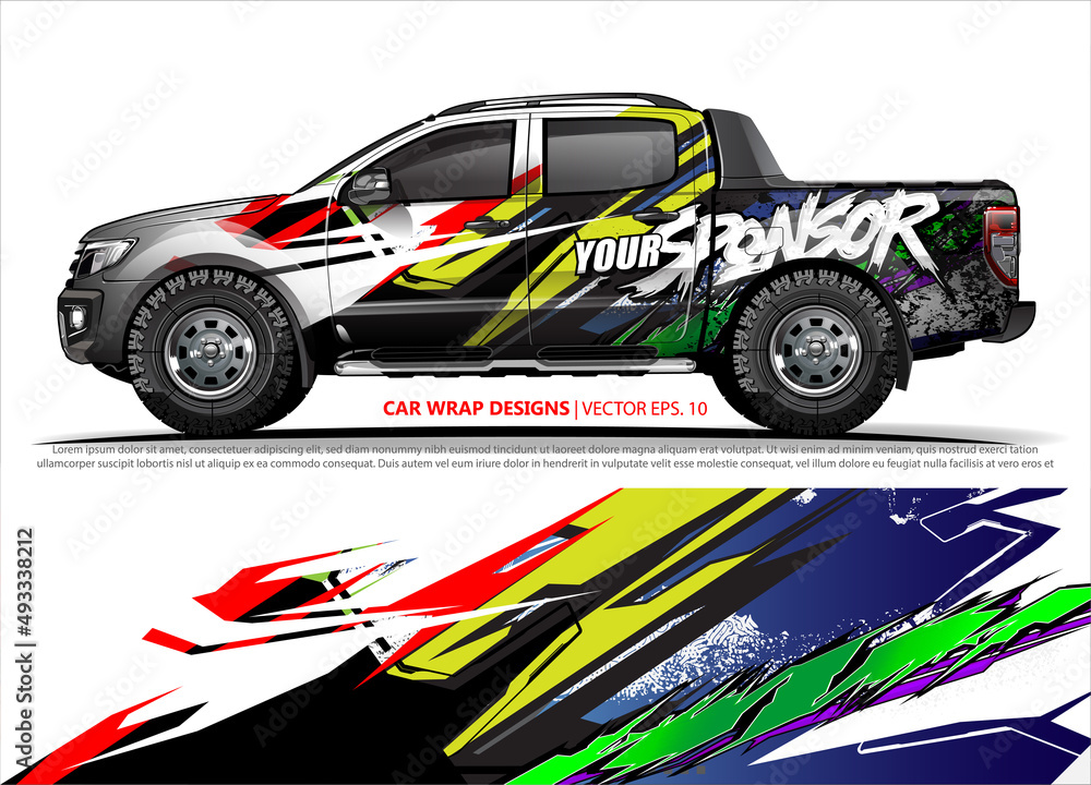 Race car wrap design vector for vehicle vinyl sticker and automotive decal livery
