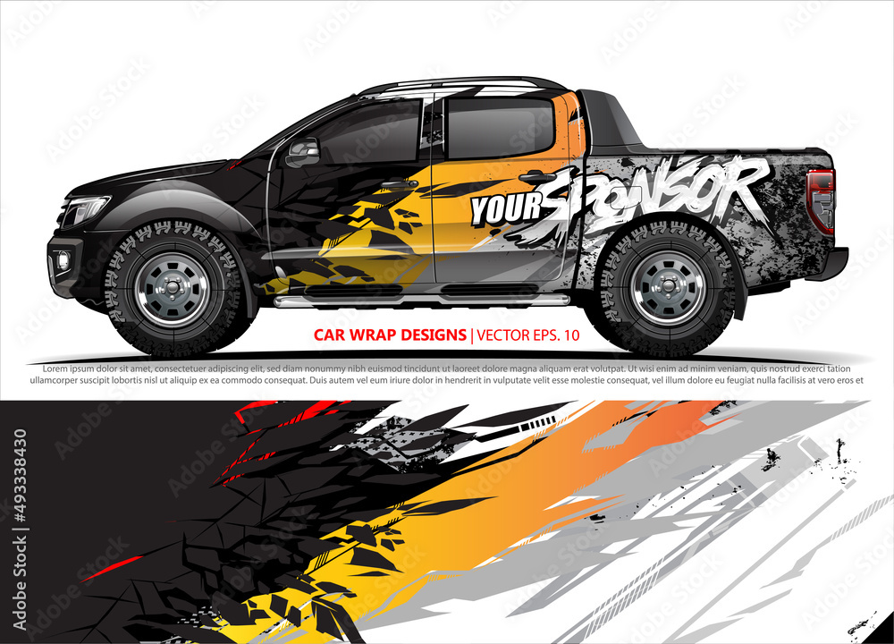 Race car wrap design vector for vehicle vinyl sticker and automotive decal livery
