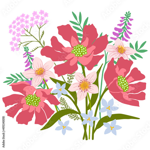 Fototapeta Naklejka Na Ścianę i Meble -  Vector stock floral composition hand drawn illustration on white background