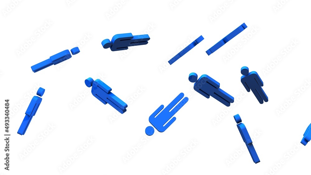Blue human shaped objects on white background.
3D illustration for background. Blue human shaped objects on white background.
3D illustration for background.